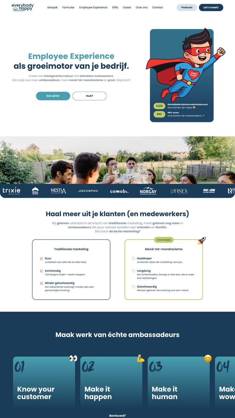 Website die wij bouwden voor Everybody Happy