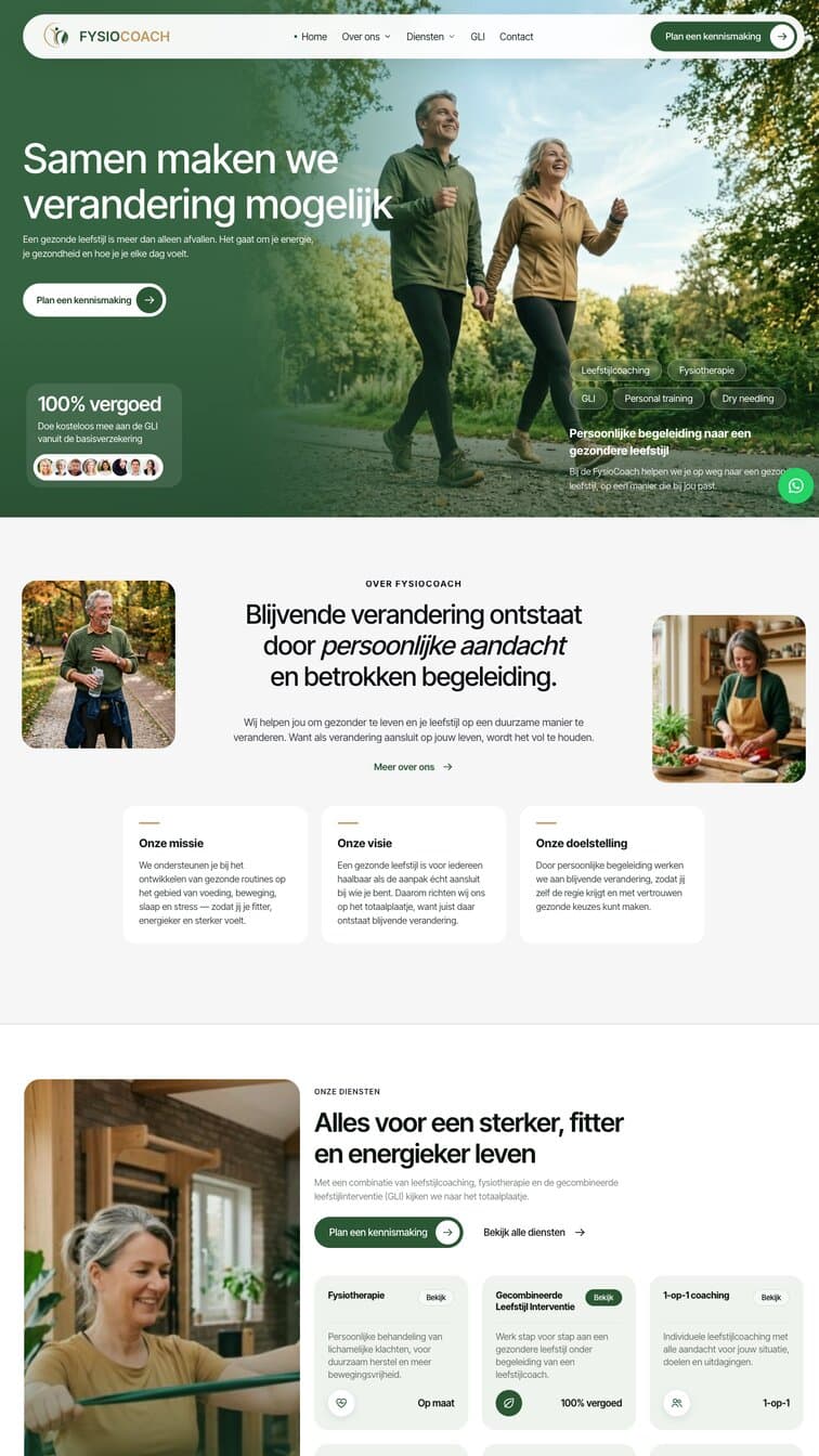 Website die wij bouwden voor FysioCoach
