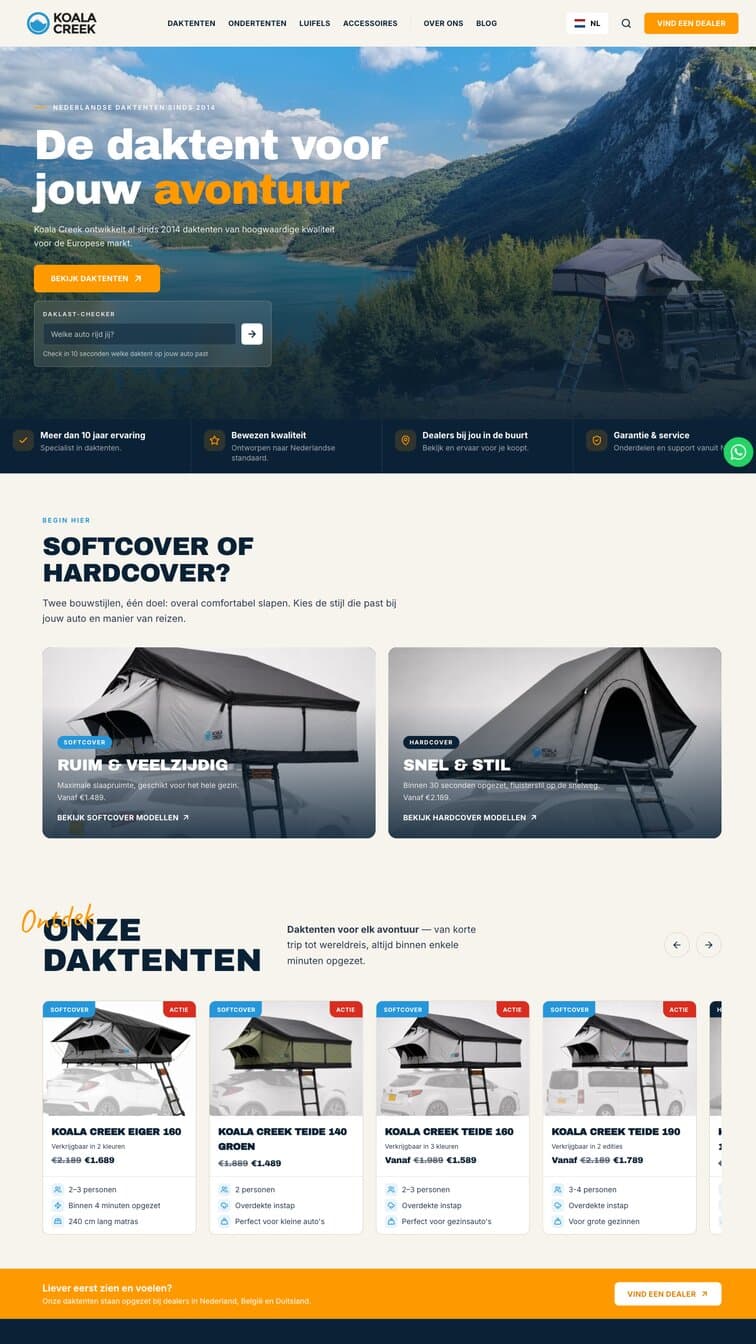 Website die wij bouwden voor Koala Creek