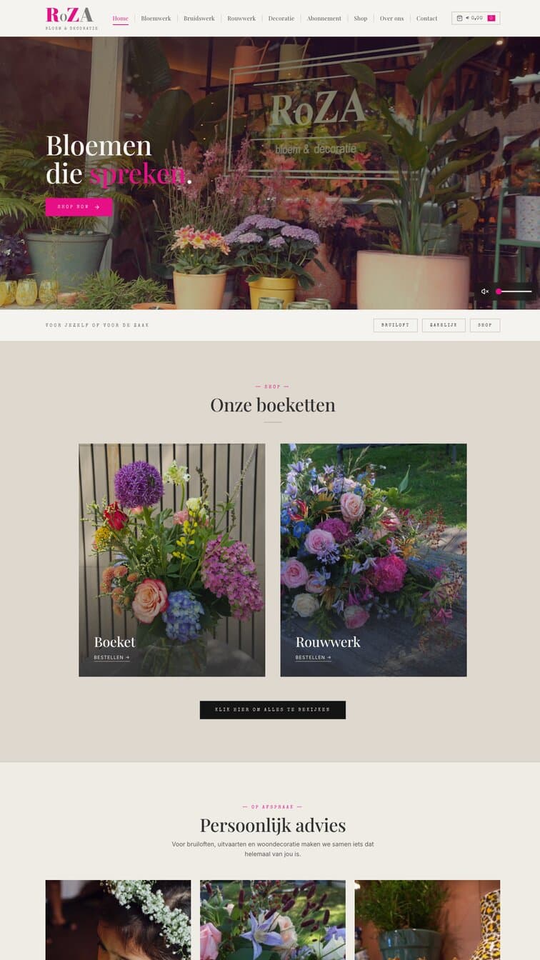 Website van Roza Bloem en Decoratie