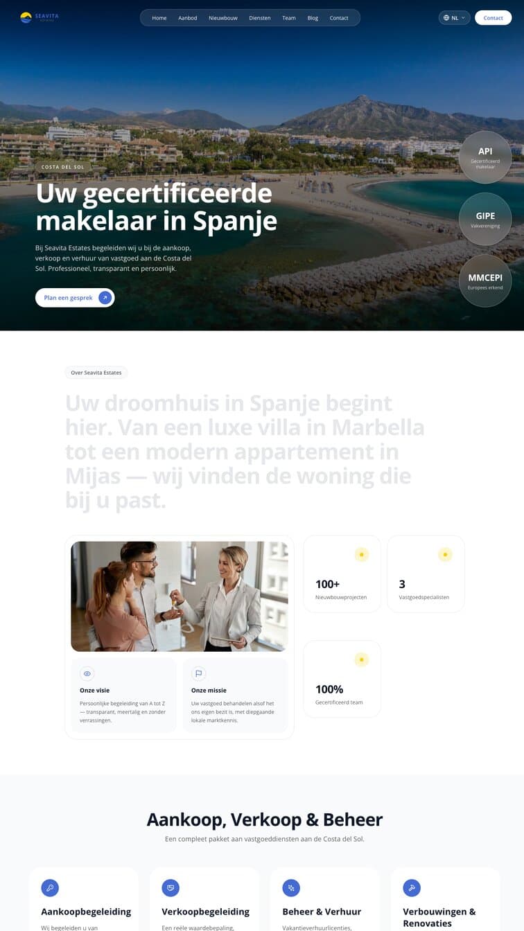 Website van Seavita Estate