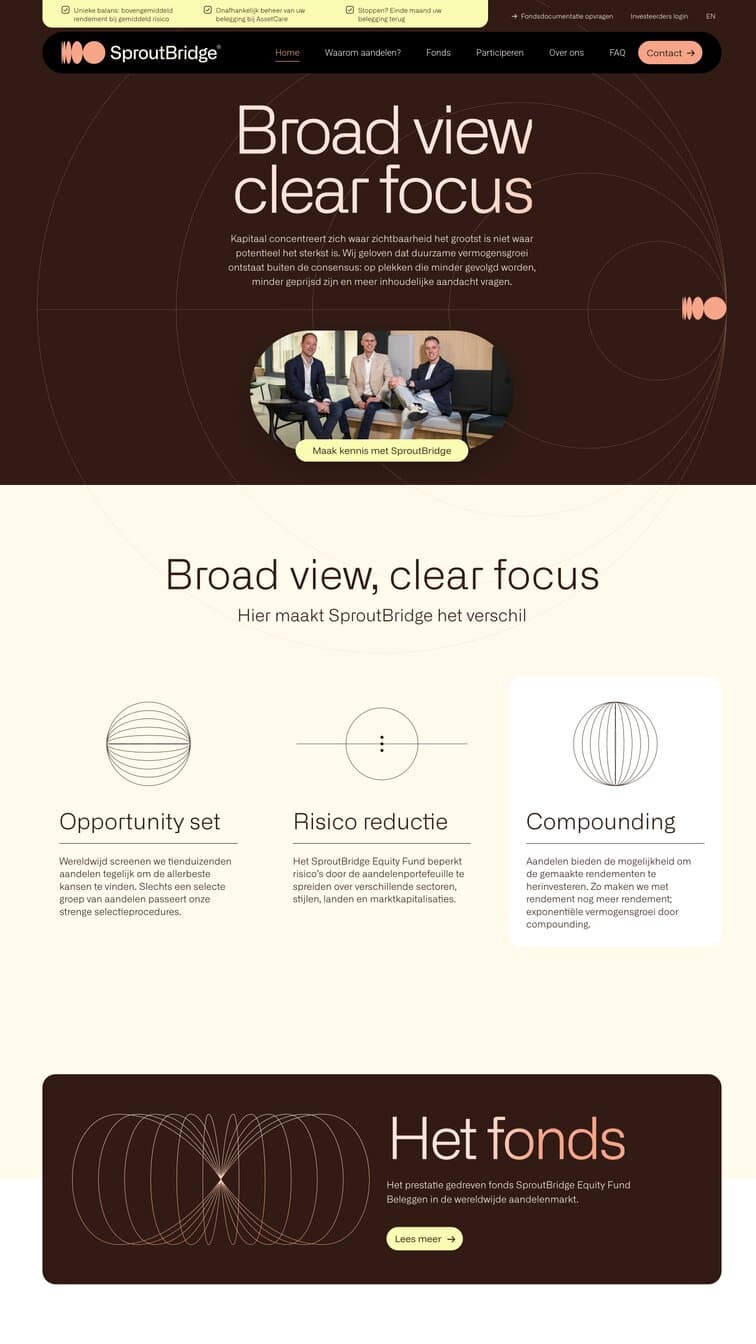 Website die wij bouwden voor SproutBridge