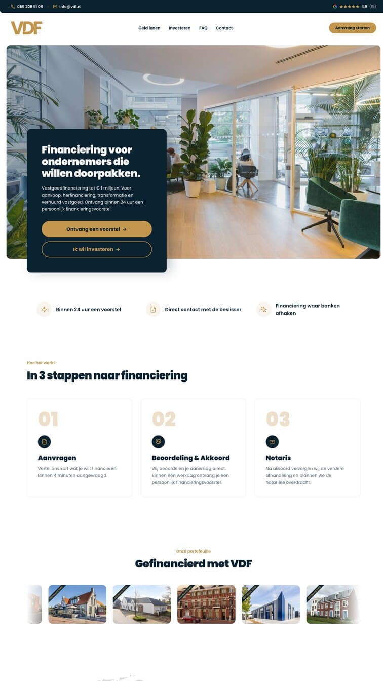 Website die wij bouwden voor VDF