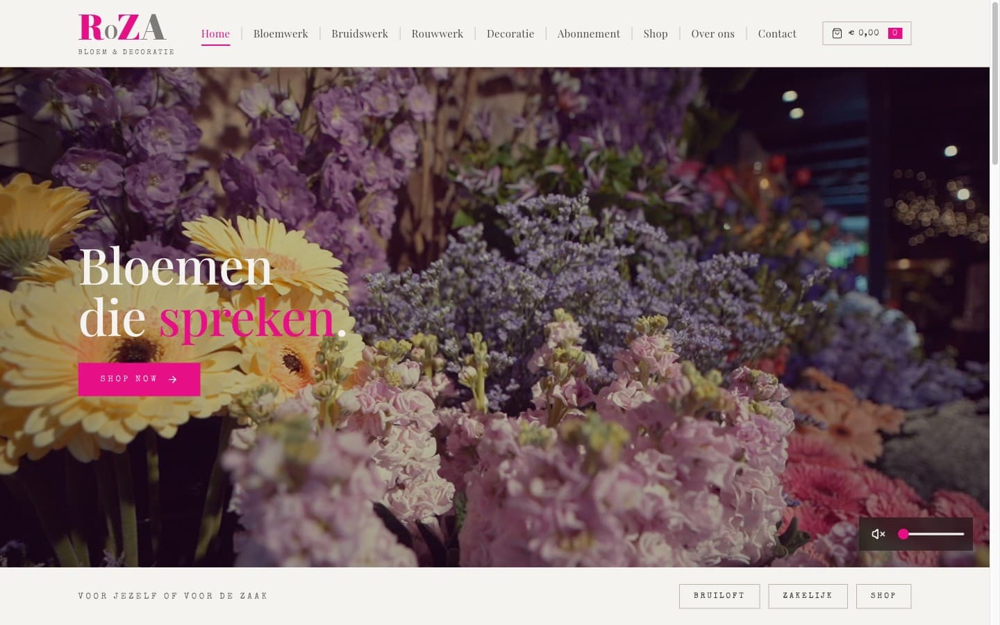De website van Roza Bloem en Decoratie