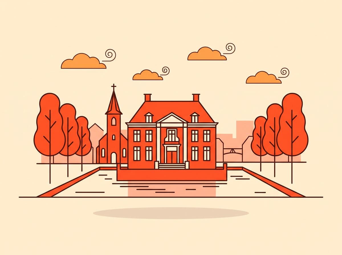 Illustratie van kasteel Almelo aan het einde van de Gravenallee