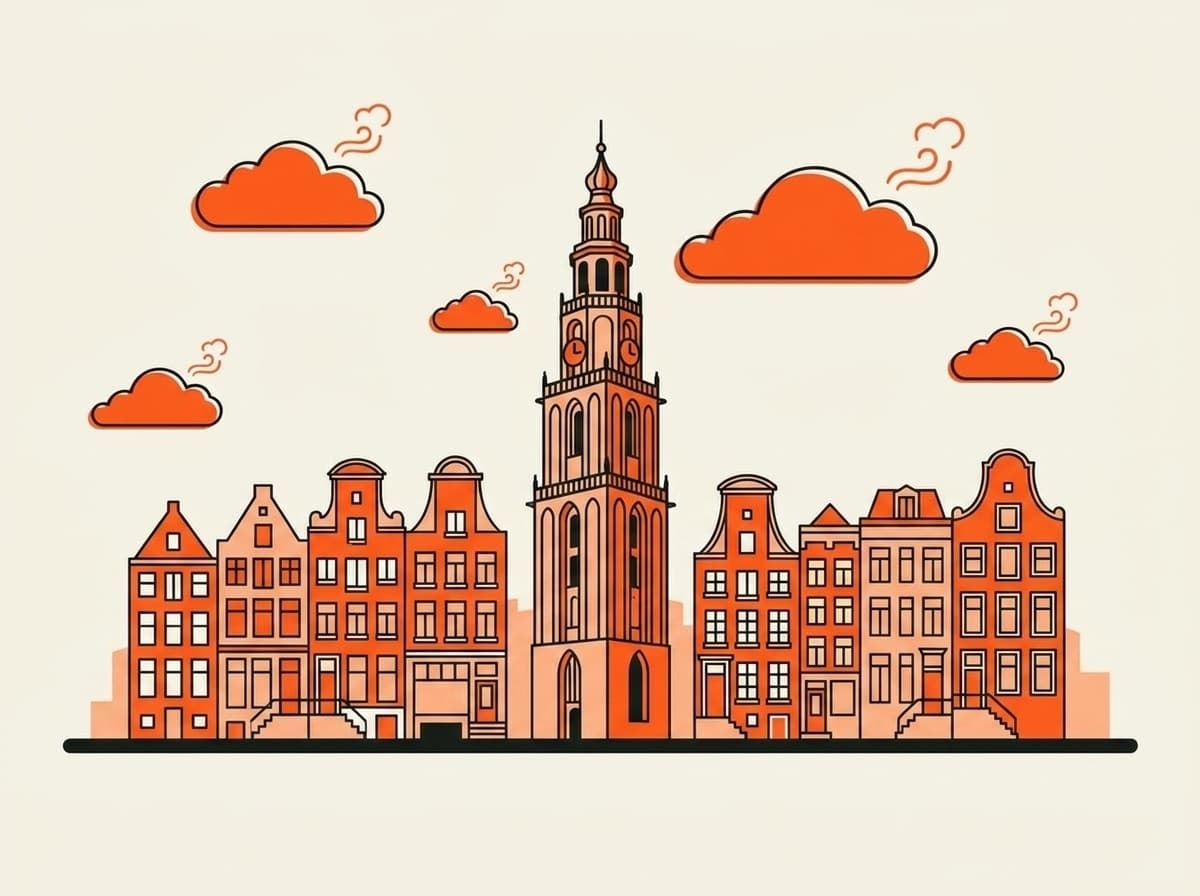 Illustratie van de Martinitoren in Groningen