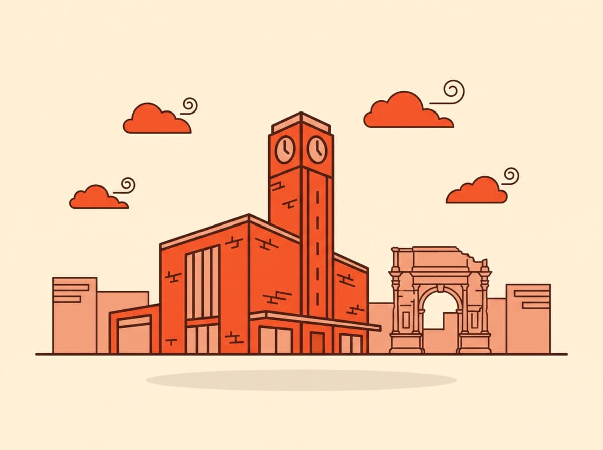 Illustratie van het Glaspaleis in het centrum van Heerlen