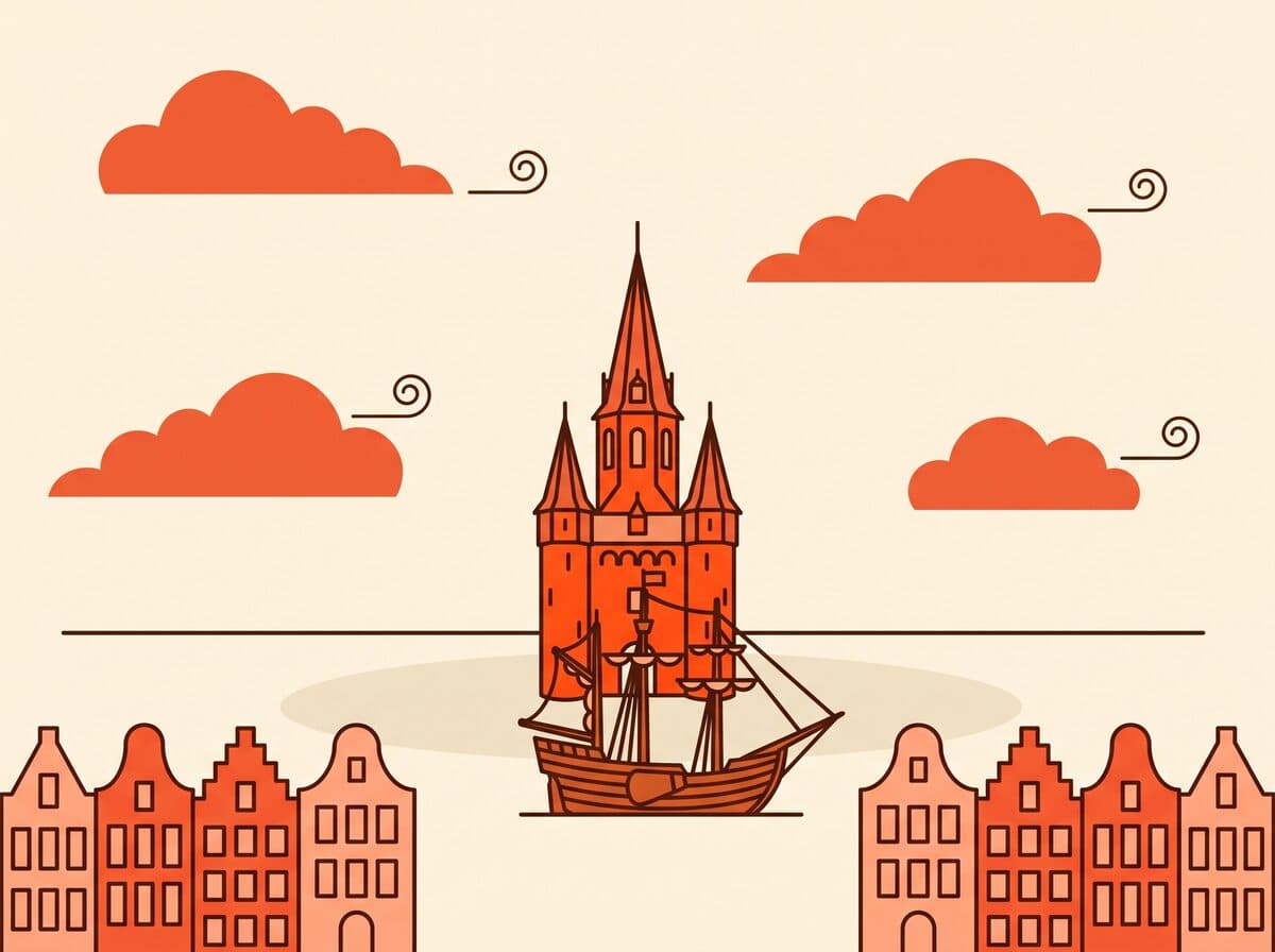 Illustratie van de Hoofdtoren aan de haven van Hoorn