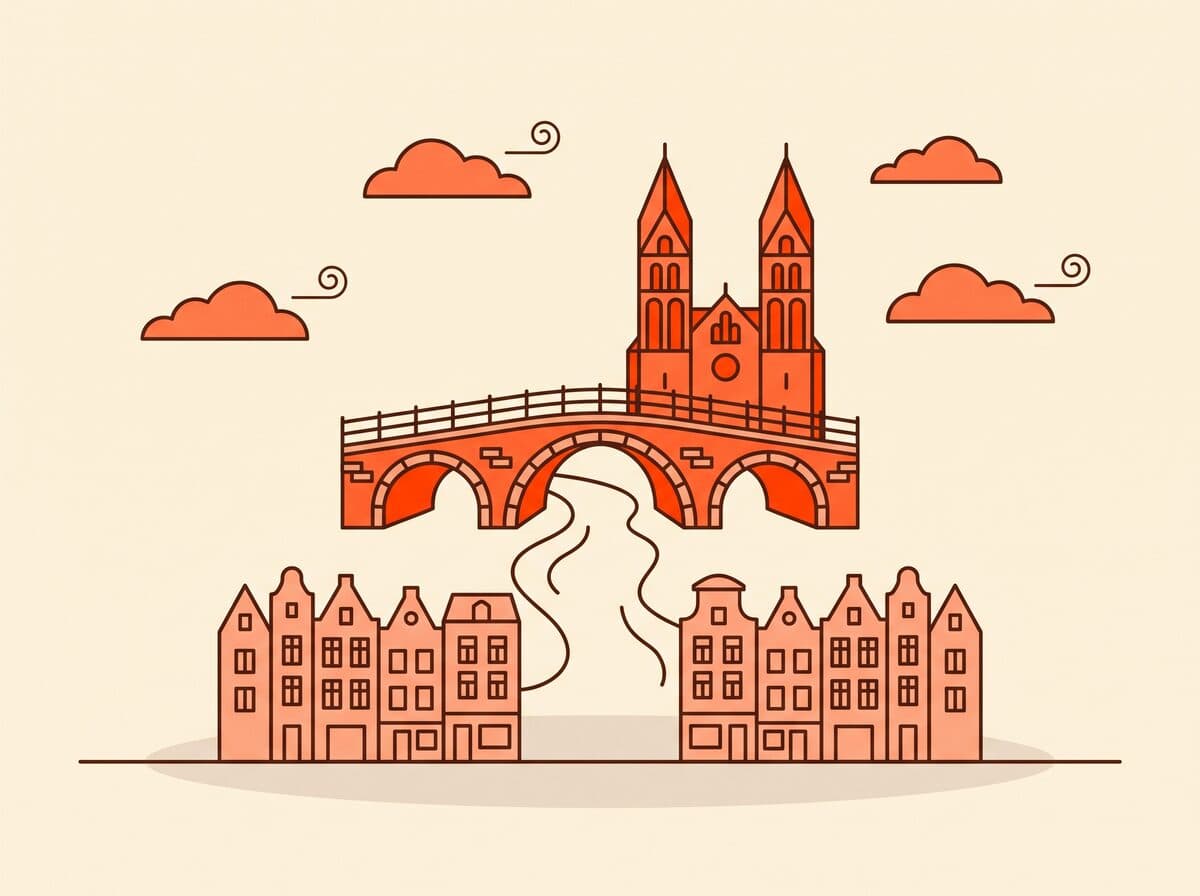 Illustratie van de Sint-Servaasbrug over de Maas in Maastricht