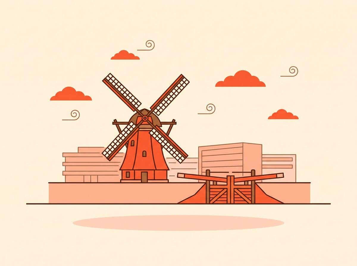 Illustratie van de oude schutsluis in Vreeswijk aan de Lek bij Nieuwegein