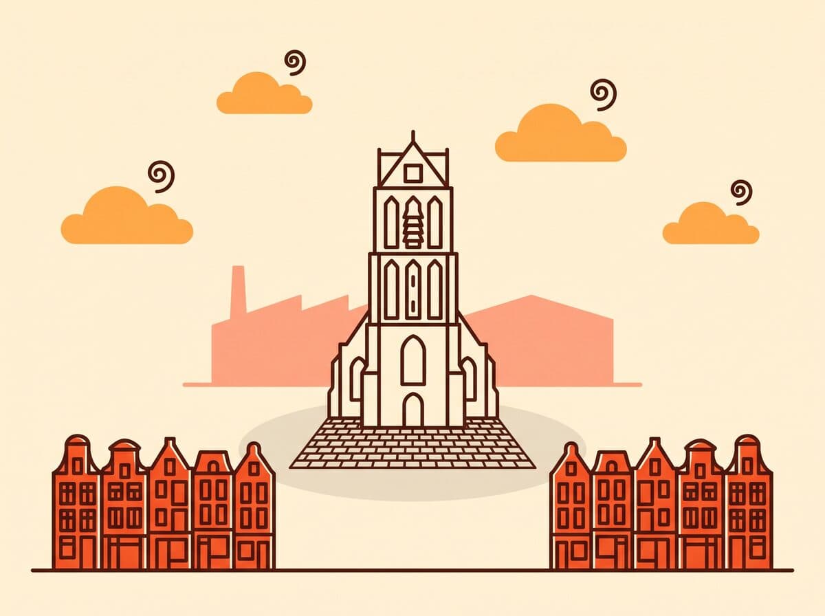 Illustratie van de Grote Kerk aan de Kerkstraat in Oss