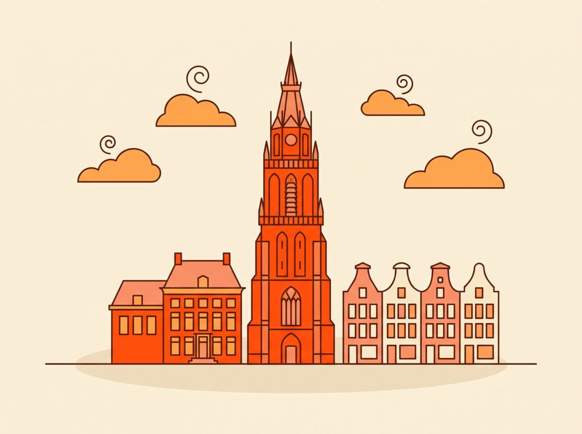 Illustratie van de Sint-Janskerk aan de Markt in Roosendaal